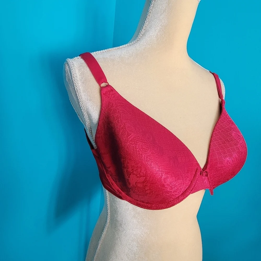 Vanity Fair 36D Red Beauty Back Lace Underwire Bra Full Coverage 75346